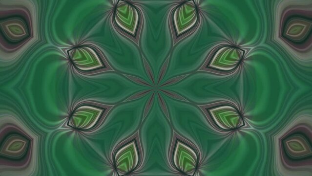 Abstract animation background video. Fractal ornament in green and gray colors. Without rotation. Endless cycle. The loop.