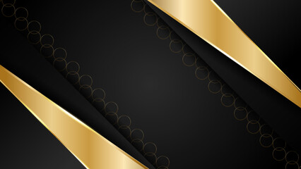 Abstract black and gold modern shiny textured shapes abstract background