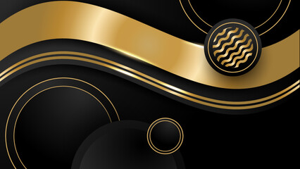 Abstract black and gold modern shiny textured shapes abstract background