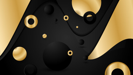 Abstract black and gold modern shiny textured shapes abstract background