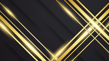 Abstract black and gold luxury background with shiny textured layered modern light rays effect shapes
