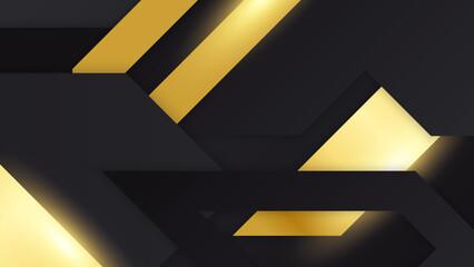 Abstract black and gold luxury background with shiny textured layered modern light rays effect shapes
