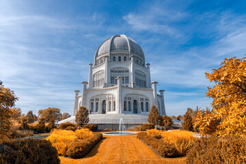 The Baha'i House of Worship located in Wilmette, north of Chicago, is one of eight temples...
