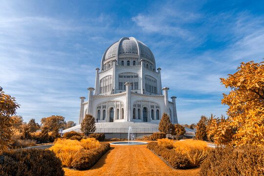 The Baha'i House of Worship located in Wilmette, north of Chicago, is one of eight temples dedicated to the Bahai faith in the world.