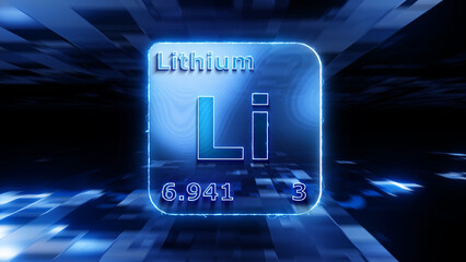 Modern periodic table element Lithium 3D illustration