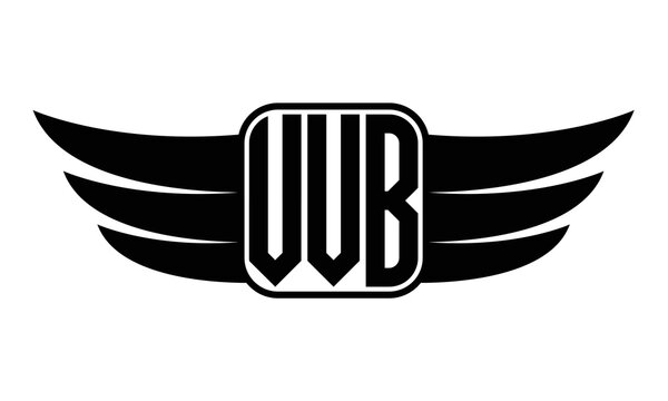 VVB three Letter wing minimalist creative concept icon eagle symbol professional black and white logo design, Vector template