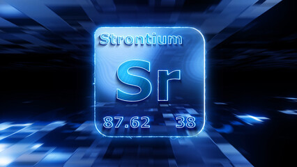 Naklejka na ściany i meble Modern periodic table element Strontium 3D illustration
