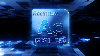 Naklejka na ściany i meble Modern periodic table element Actinium 3D illustration