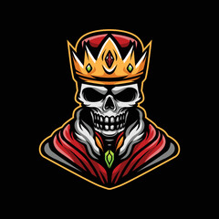 Skull King Mascot Cartoon Illustration