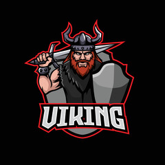 Beard Viking Mascot Logo Illustration