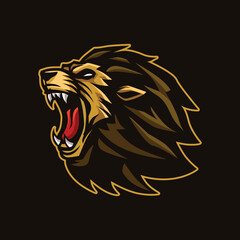 Lion Head Mascot Logo Illustration