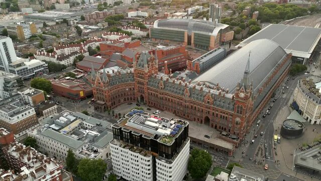 Drone aerial footage St Pancras International circa 2022