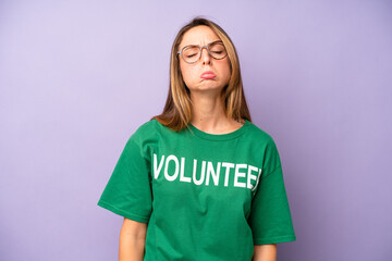 pretty caucasian woman feeling sad and whiney with an unhappy look and crying. volunteer concept