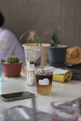 green tea in the cafe