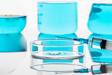 Photo of biochemistry glassware experiment