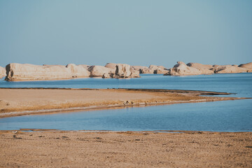beautiful view of the water yardang geopark in Qinghai