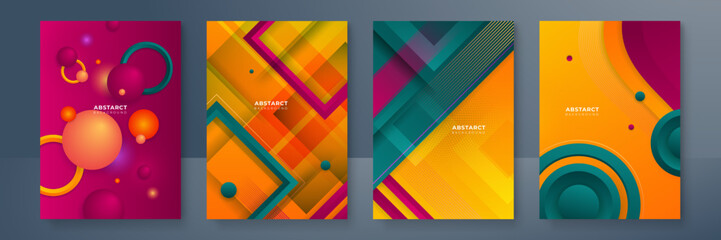 Abstract trendy gradient flowing geometric pattern background texture for poster cover design. Minimal color gradient banner template. Modern vector wave shape for brochure and social media template