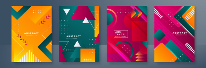 Fototapeta premium Abstract trendy gradient flowing geometric pattern background texture for poster cover design. Minimal color gradient banner template. Modern vector wave shape for brochure and social media template