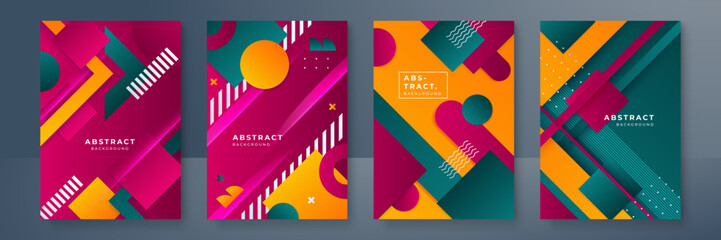 Abstract trendy gradient flowing geometric pattern background texture for poster cover design. Minimal color gradient banner template. Modern vector wave shape for brochure and social media template