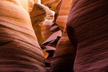 antylope canyon, textures and shapes, red color