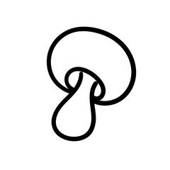 Vector doodle mushroom. Cartoon autumn forest line element isolated on a white background.