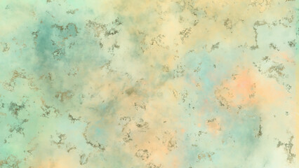 watercolor background painting with cloudy distressed texture. soft yellow beige lighting and gradient blue green colors. colorful background with watercolor stains and for design and decoration