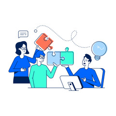 A customizable flat illustration of team work 