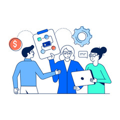 A customizable flat illustration of team work 