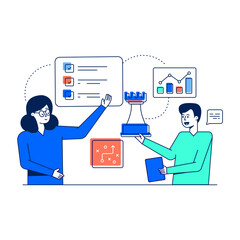 Check this flat illustration of project discussion 