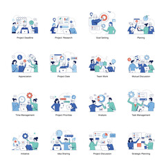Collection of Business Planning Flat Illustrations 

