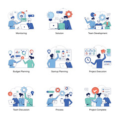 Pack of Business Management Flat Illustrations 

