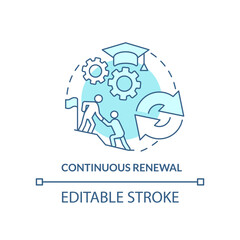 Continuous renewal turquoise concept icon. Organizational culture abstract idea thin line illustration. Education. Isolated outline drawing. Editable stroke. Arial, Myriad Pro-Bold fonts used