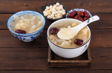 Nourishing red date, white fungus and lotus seed soup