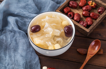 Nourishing red date, white fungus and lotus seed soup