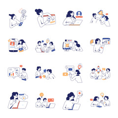Fototapeta premium Digital Art and Teamwork Flat Illustrations