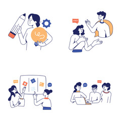 Set of Project Planning Flat Illustrations 

