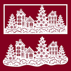 Template for laser cutting. Christmas decoration. Vector.