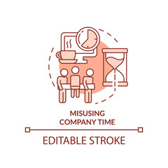 Misusing company time terracotta concept icon. Unethical behavior in business abstract idea thin line illustration. Isolated outline drawing. Editable stroke. Arial, Myriad Pro-Bold fonts used