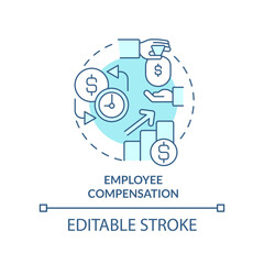 Employee compensation turquoise concept icon. Ethical behavior abstract idea thin line illustration. Wages, benefits. Isolated outline drawing. Editable stroke. Arial, Myriad Pro-Bold fonts used