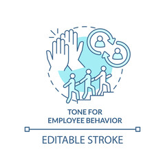 Tone for employee behavior turquoise concept icon. Benefit of business ethics abstract idea thin line illustration. Isolated outline drawing. Editable stroke. Arial, Myriad Pro-Bold fonts used