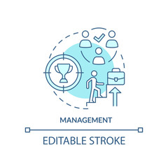 Management turquoise concept icon. Thing that affect workplace culture abstract idea thin line illustration. Career growth. Isolated outline drawing. Editable stroke. Arial, Myriad Pro-Bold fonts used