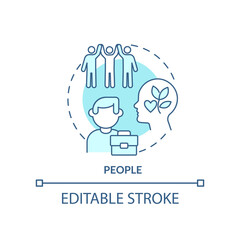 People turquoise concept icon. Factor influencing organizational culture abstract idea thin line illustration. Welfare. Isolated outline drawing. Editable stroke. Arial, Myriad Pro-Bold fonts used