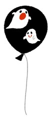 ハロウィンをイメージした風船のイラストの背景素材（おばけ）