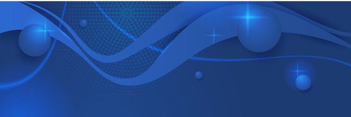 Blue abstract vector long banner. Minimal background with arrows and copy space for text. Social media cover and web banner template