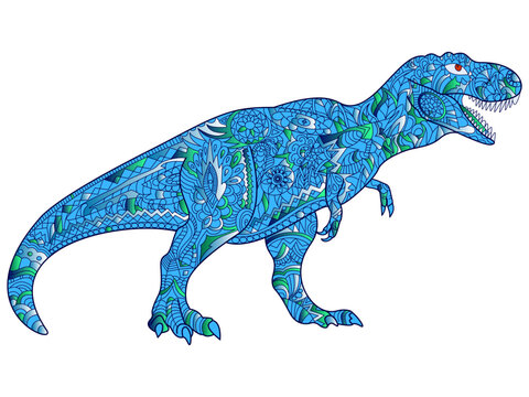 Dinosaur, Tyrannosaurus color blue predator for adult vector illustration.
