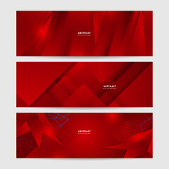 Modern red abstract vector long banner. Minimal background with waves arrows geometric shapes and copy space for text. Social media cover and web wide banner template