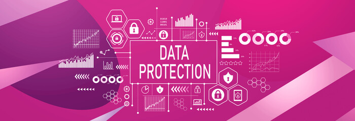 Data protection theme on a geometric pattern background