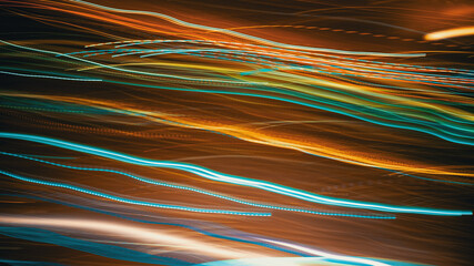 Abstract city night lights illuminated blurred urban background