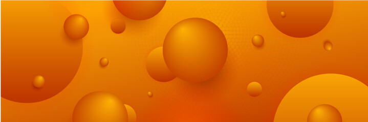 Modern orange yellow abstract vector long banner. Minimal background with waves arrows geometric shapes and copy space for text. Social media cover and web wide banner template