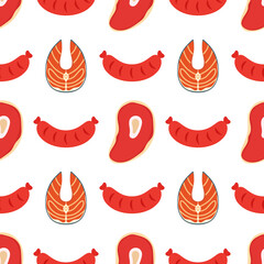 seamless pattern with bbq food, vector illustration